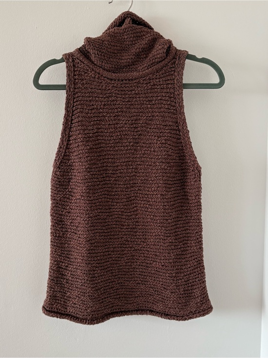Pilcro Sweaters - Anthropologie Pilcro Sleeveless Turtleneck Knit Sweater Vest in Brown Size S